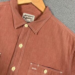 Imogene + Willie Chambray Selvedge Shirt Mens XL Salmon Tailor Made Short Sleeve